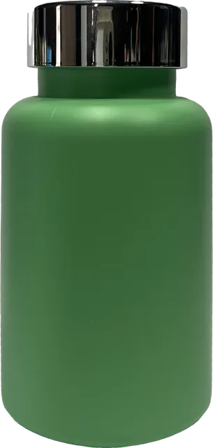 Green HDPE bottle with chrome cap