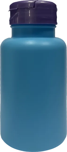 Light blue HDPE bottle with flip-top cap