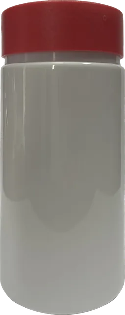 White HDPE bottle with red cap